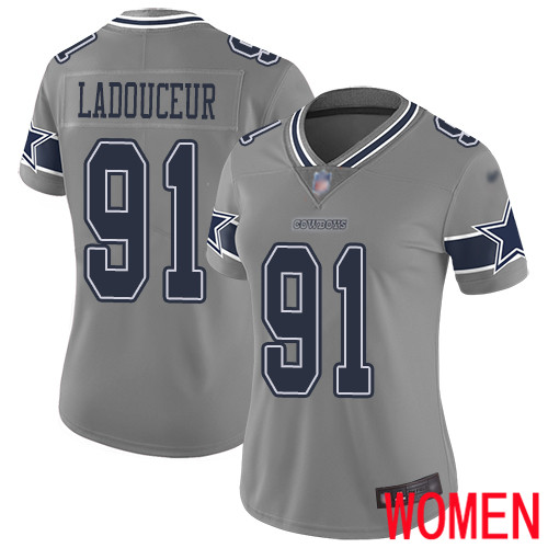 Women Dallas Cowboys Limited Gray L. P. Ladouceur #91 Inverted Legend NFL Jersey